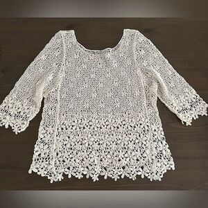 Elegant White Crochet Women's Top